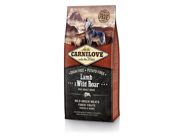 Carnilove Lamb & Wild Boar for Adult Dogs (Карнилав Ягненок Дикий Кабан Эдалт) корм для собак беззерновой 12 кг.