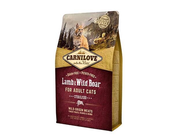 Carnilove Lamb Wild Boar for Adult Sterilised(Карнилав Стерилизед Ягненок Кабан) корм для котов кастрированных 6 кг.