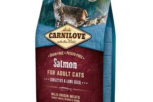 Carnilove Salmon for Adult Cats Sensitive Long-Hair (Карнилав Сенситив Лосось) беззерновой корм для котов 2 кг.