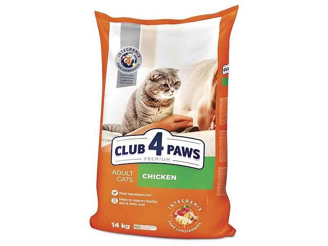 Club 4 Paws (Клуб 4 Лапы) Premium Adult Cat Chicken сухой корм с курицей для взрослых котов 14 кг