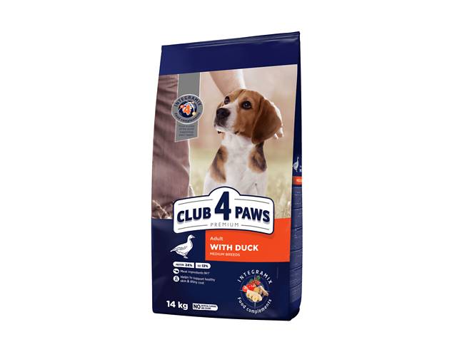 Club 4 Paws (Клуб 4 Лапы) Premium Adult Medium Breed Duck сухой корм с уткой для взрослых собак средних пород