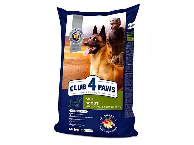 Club 4 Paws (Клуб 4 Лапы) Premium Adult Scout Large&Medium Breed Chicken корм для рабочих собак больших пород