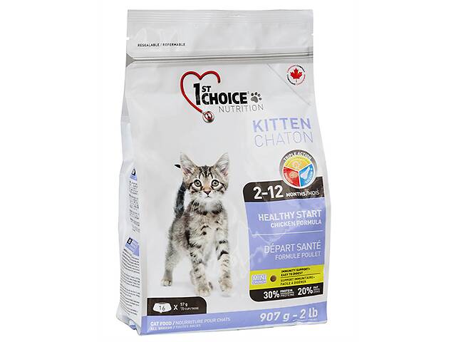 Cухой супер премиум корм для котят 1st Choice Kitten Healthy Start курица 907 г (65672290012)