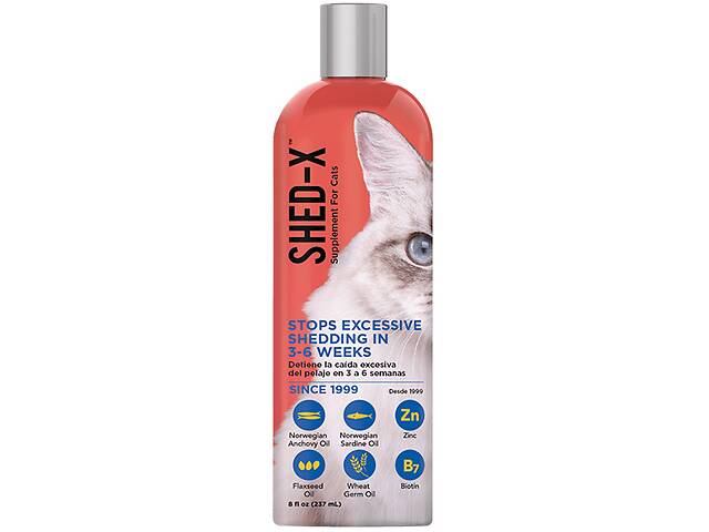 Добавка для улучшения качества шерсти и уменьшения линьки у котов SynergyLabs Shed-X Cat 237 мл