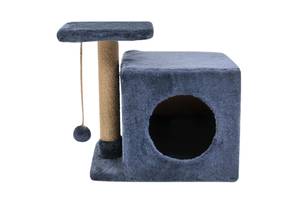 Домик-когтеточка Кошкин Дом с полкой Милана 43х33х45 см (дряпка) для кошки Синий