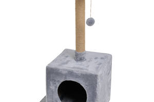 Домик-когтеточка с полкой МурКот Милана 46х36х60 см (дряпка) для кошки лежанка Серый
