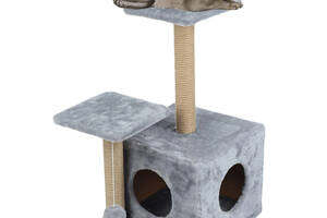 Домик-когтеточка с полкой Мяус Маша для кошки 46х36х80 см Серый (РК-05-43)