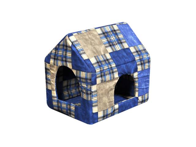 Домик-лежак (лежанка) для котов и собак Мур-Мяу 'Будочка' Синий