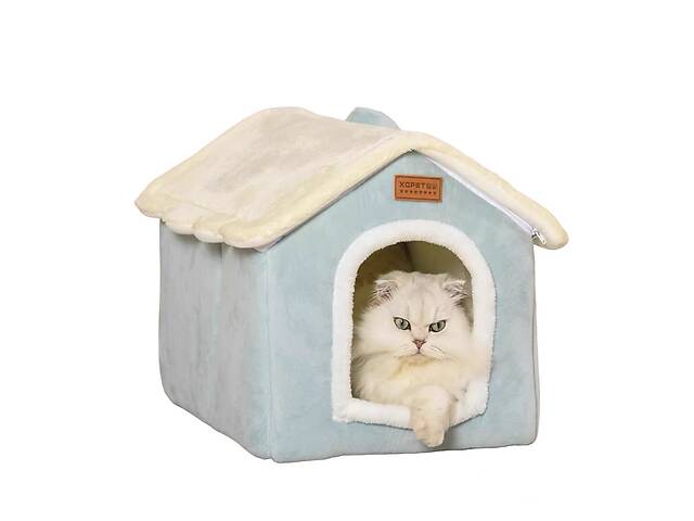 Домик лежак мягкий плюшевый Pet Pro House для домашних собак и кошек L 52x43x50 см Голубой (PH524350)