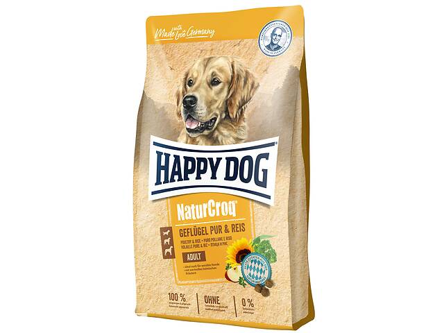 Happy Dog Naturcroq Geflugell Pur & Reis (Хэппи Дог Натур Крок Птица и Рис) сухой корм для взрослых собак 11 кг.