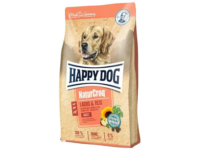 Happy Dog Naturcroq Lachs & Reis (Хэппи Дог Натур Крок Лосось и Рис) сухой корм для взрослых собак всех пород 4 кг.