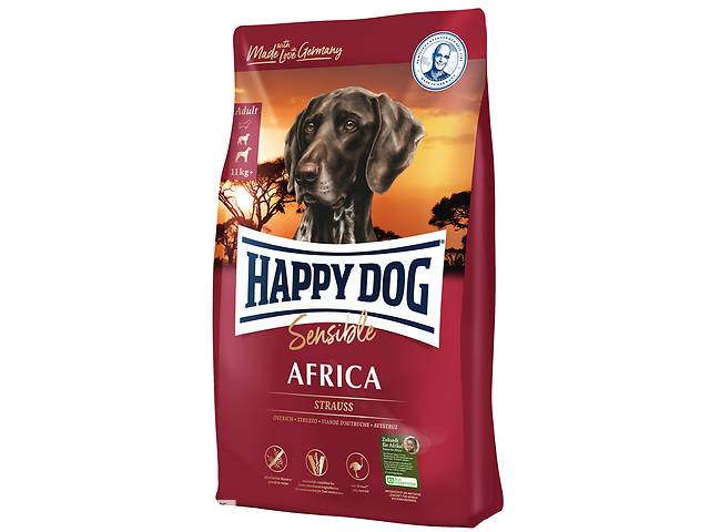 Happy Dog Sensible Africa (Хэппи Дог Сенсибл Африка) сухой корм без злаков для собак при непереносимости корма 4 кг.