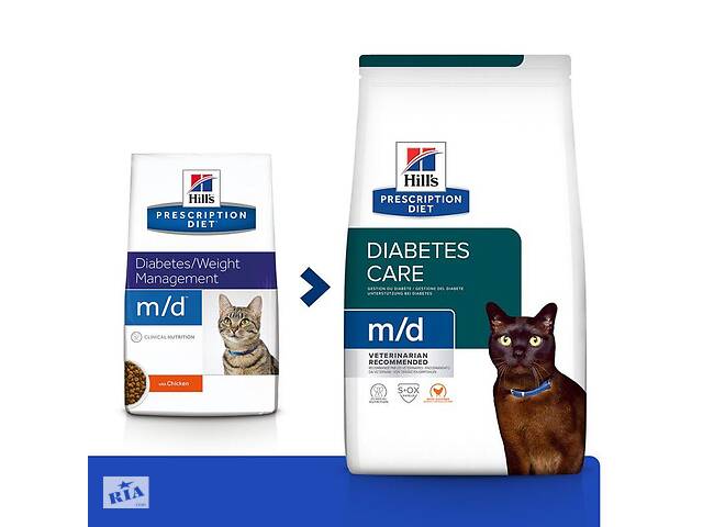 Hills Prescription Diet Feline m/d Chicken (Хиллс ПД Филайн м/д) для котов при сахарном диабете и ожирении 1.5 кг