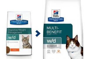 Hills Prescription Diet Feline w/d Chicken (Хиллс ПД Филайн в/д) для котов при сахарном диабете и ожирении 1.5 кг.