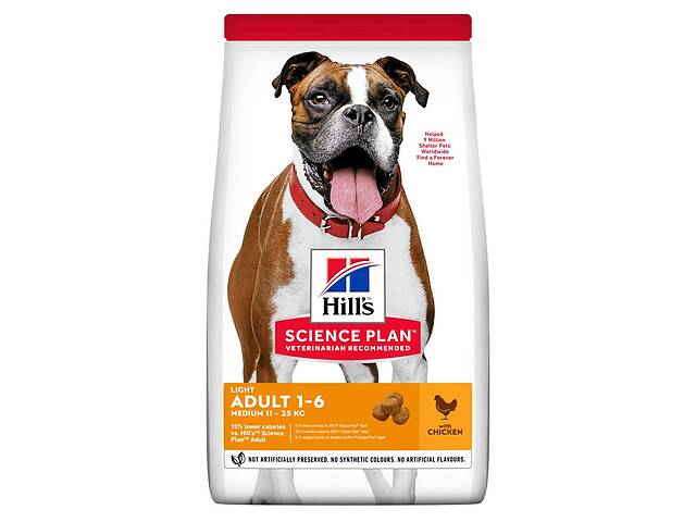 Hills SP Canine Adult Light Medium Chicken (Хиллс СП Лайт) для средних собак 11-25 кг, 1-6 лет при лишнем весе