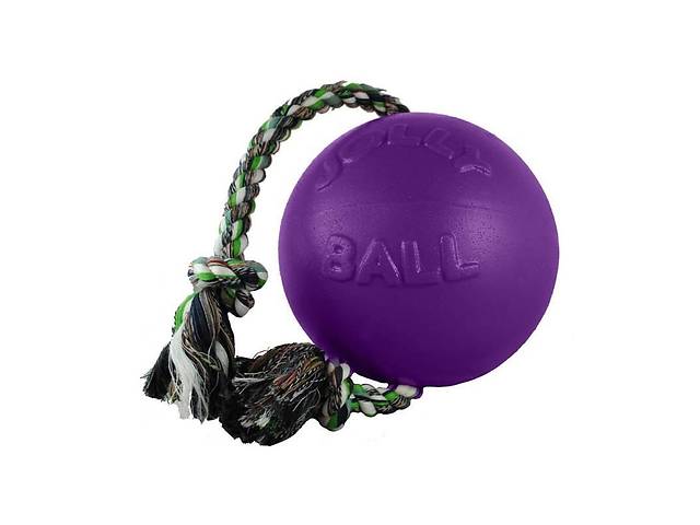 Jolly Pets ROMP-N-ROLL (Джолли Пэтс Ромп-н-Ролл) игрушка мяч с веревкой для собак Большой - D-22 см; H-45 см , Фиоле...