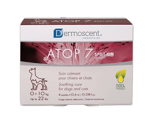 Капли Dermoscent ATOP 7 NEW при аллергии и атопии у кошек и собак миниатюрных и малых пород 4*0.6 мл
