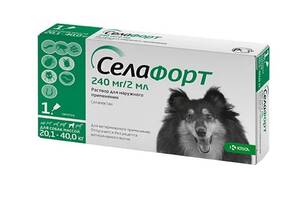 Капли на xолку для собак KRKA Селафорт 20.1-40 кг 1 пипеткаx2 мл (3838989705756)