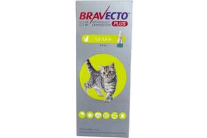 Капли от блох клещей и глистов Bravecto Plus для котов весом от 1.2 до 2.8 кг 0.4 мл