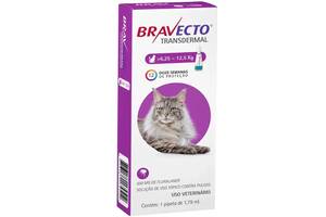 Капли от блох клещей и глистов Bravecto Plus для котов весом от 6.25 до 12.5 кг