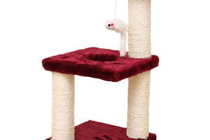 Когтеточка для кота кошки с полками и игрушкой Taotaopets 072204 400х200х200 мм Бордовый (5410-21203)