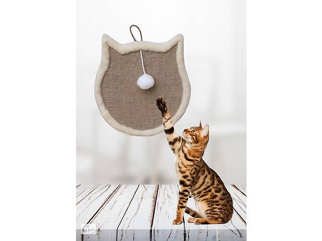 Когтеточка (дряпка) для кошки настенная напольная с игрушкой 34*34 см Best Buy Бежевый (РК-245551)