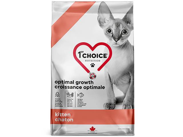 Корм 1st Choice Kitten Optimal Growth сухой с треской для котят 4.54 кг