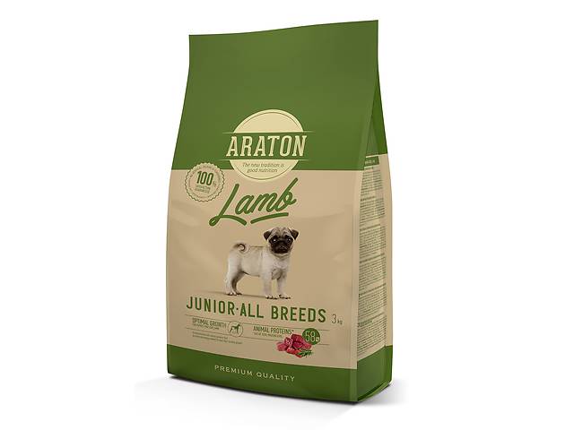 Корм ARATON LAMB Junior All Breeds сухой для молодых собак с ягненком и рисом 3 кг