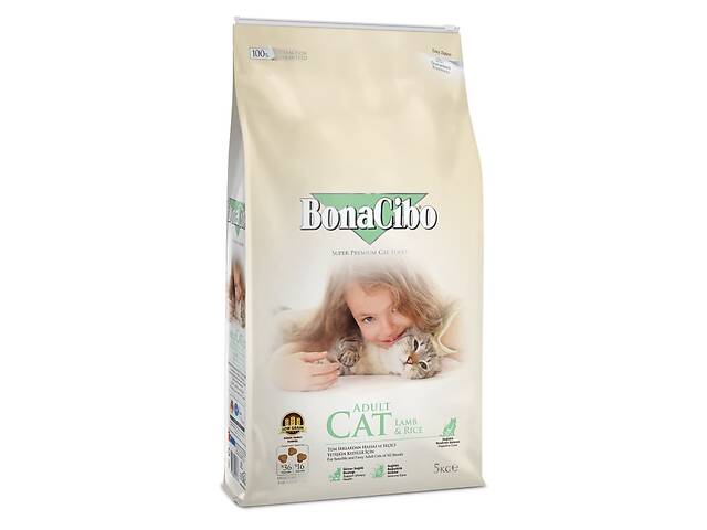 Корм BonaCibo Cat Adult Lamb Rice сухой с ягненком для взрослых котов 5 кг
