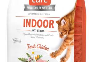 Корм Brit Care Cat Grain Free Indoor Anti-Stress сухой с курицей для снижения уровня стресса у домашних кошек 2 кг