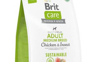 Корм Brit Care Dog Sustainable Adult Medium Breed Chicken and Insect сухой с курицей и белком насекомых для взрослых...