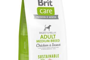 Корм Brit Care Dog Sustainable Adult Medium Breed Chicken and Insect сухой с курицей и белком насекомых для взрослых...