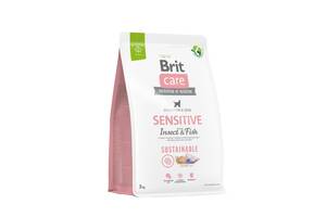 Корм Brit Care Dog Sustainable Sensitive Insect and Fish сухой с рыбой и белком насекомых для взрослых собак с чувств...