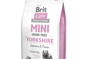 Корм Brit Care Mini Grain Free Yorkshire сухой беззерновой на основе мяса лосося и тунца для собак породы йоркширский...