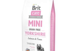 Корм Brit Care Mini Grain Free Yorkshire сухой беззерновой на основе мяса лосося и тунца для собак породы йоркширский...