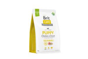 Корм Brit Care Puppy Sustainable Chicken and Insect сухой с курицей и белком насекомых для щенят всех пород 3 кг