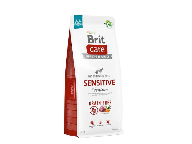 Корм Brit Care Sensitive Venison сухой с мясом оленя для взрослых собак всех пород склонных к пищевой аллергии 12 кг