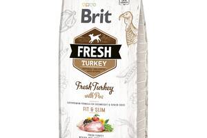 Корм Brit Fresh Turkey with Pea Adult Fit Slim сухой с индейкой для собак с избыточным весом 12 кг