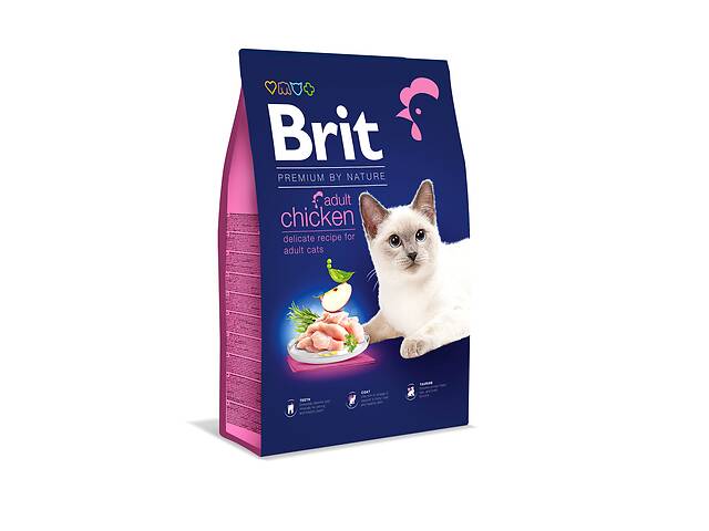 Корм Brit Premium by Nature Cat Adult Chicken сухой с курицей для взрослых котов 8.0 кг