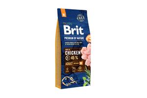 Корм Brit Premium Dog Adult M сухой с курицей для взрослых собак средних пород 15 кг