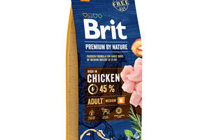 Корм Brit Premium Dog Adult M сухой с курицей для взрослых собак средних пород 15 кг