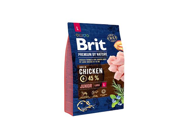 Корм Brit Premium Dog Junior L сухой с курицей для молодых собак крупных пород 3 кг