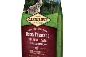 Корм Carnilove Cat Duck Pheasant Hairball Control сухой с уткой и фазаном для выведения шерсти у котов 2 кг