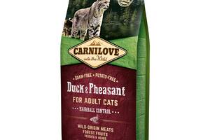 Корм Carnilove Cat Duck Pheasant Hairball Control сухой с уткой и фазаном для выведения шерсти у котов 6 кг