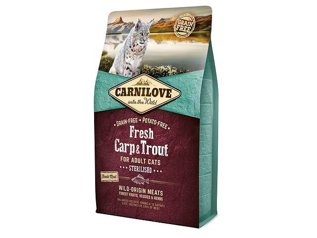 Корм Carnilove Cat Fresh Carp Trout Sterilised сухой с карпом и форелью для стерилизованных котов 2 кг
