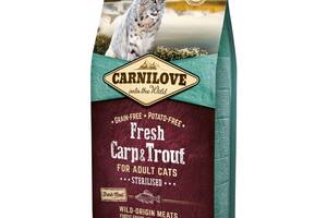 Корм Carnilove Cat Fresh Carp Trout Sterilised сухой с карпом и форелью для стерилизованных котов 6 кг