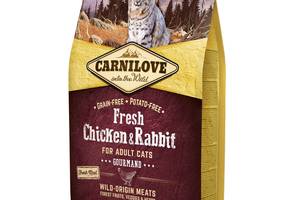 Корм Carnilove Cat Fresh Chicken Rabbit Gourmand сухой полнорационный беззерновой с курицей и кроликом для кошек 2 кг