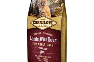Корм Carnilove Cat Lamb Wild Boar Sterilised сухой с ягненком и диким кабаном для стерилизованных котов 6 кг