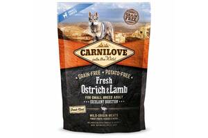 Корм Carnilove Dog Fresh Adult Small Breed Ostrich Lamb полнорационный беззерновой корм с мясом страуса и ягненка для...