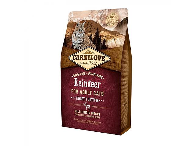 Корм для активных кошек Carnilove Energy Outdoor Raindeer 2 кг с олениной и кабаном